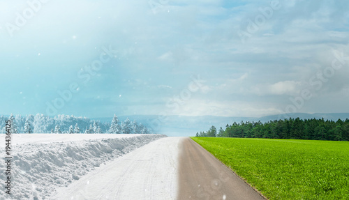 Change of season from winter to spring and summer