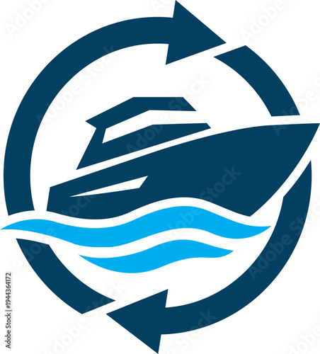 Cargo Ship With Circular Arrows Logo