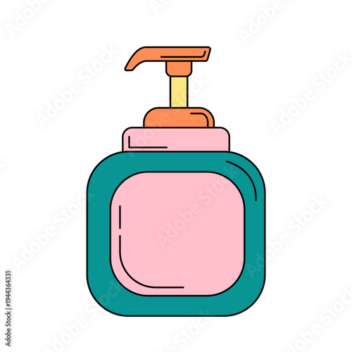 Hand soap or lotion pump bottle dispenser flat illustration.