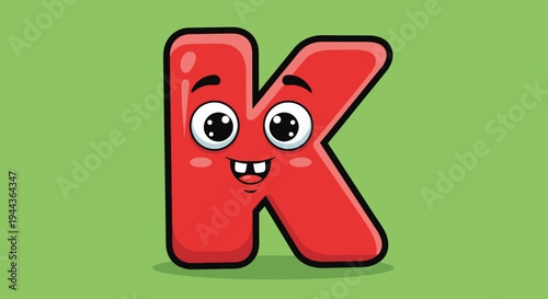 Happy Red Letter K Character