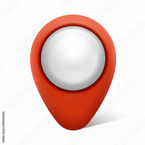 Red Location Pin Icon with White Center, 3D Map Marker Symbol for GPS Navigation and Map Location Illustration