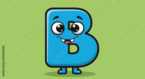 Cute Blue Letter B Character