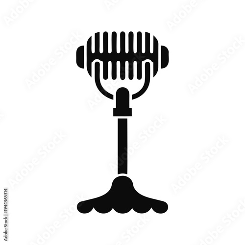 Vintage Minimalist Microphone Icon isolated on White Background