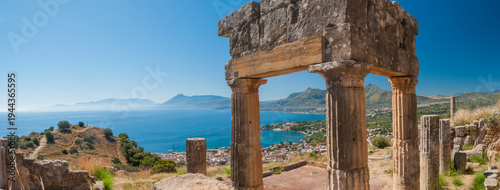 Solunto, Sicily:  columns and ruins of the Gymnasium in this famous old phoenician town near Palermo