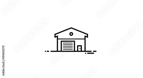 Warehouse building icon, industrial storage facility, logistics and distribution center symbol
