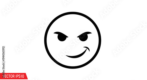 Winking Smirk Emoji Face Icon, Mischievous Expression, Playful, Sarcastic, Sly, Vector Art