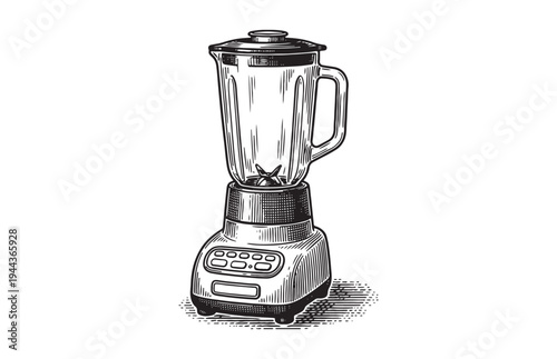 Electric Kitchen Blender Illustration Hand Drawn Sketch Style