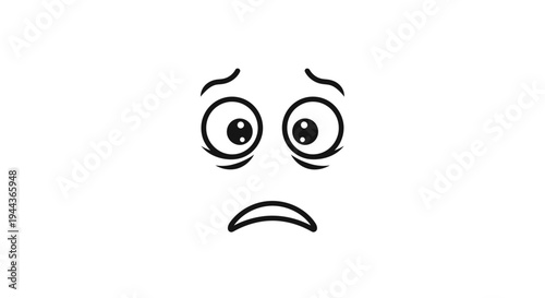 Worried Face Emoji, Cartoon Eyes, Stressed Expression, Sad Mouth, White Background