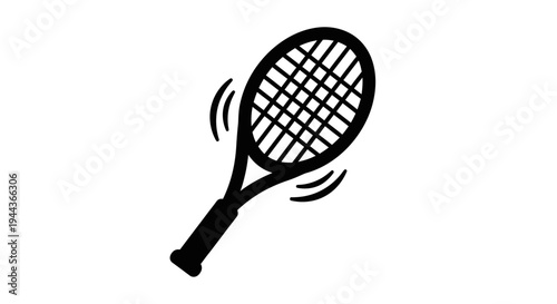 Tennis Racket Icon Graphic, Sport Equipment, Dynamic Movement Lines