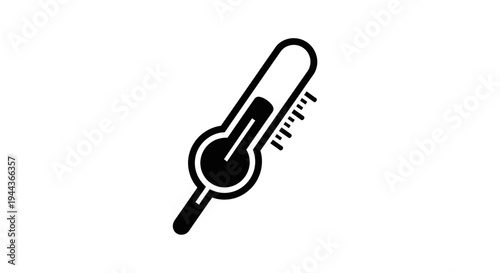 Thermometer Icon Black and White Illustration, Medical Health Symbol, Temperature Measurement