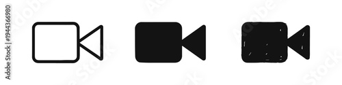Video camera icon set, representing film recording, movie production, and multimedia content creation