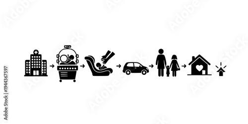 NICU Discharge Baby in Car Seat Silhouette
