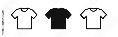 T-Shirt Icons Set. Blank Apparel Symbol for Clothing Design and Casual Wear.