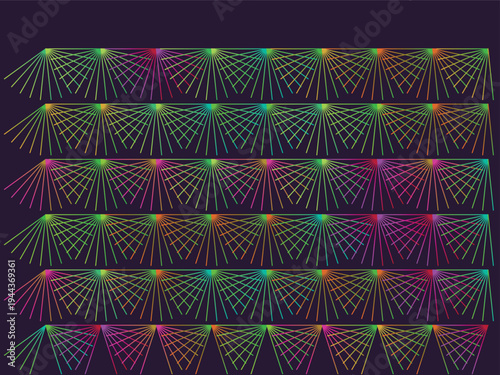 Colorful Abstract Geometric Fan Pattern Background, Vibrant Spectrum