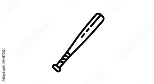 Simple Line Art Icon of a Baseball Bat