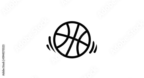 Simple Line Art Icon of a Basketball in Motion