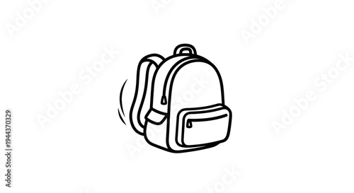 Simple Line Art Icon of a Backpack, Minimalist School Bag Illustration