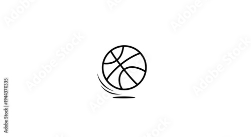 Simple Line Art Icon of a Basketball in Motion