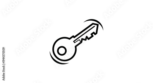 Simple Line Icon of a Key with a Circular Motion Effect