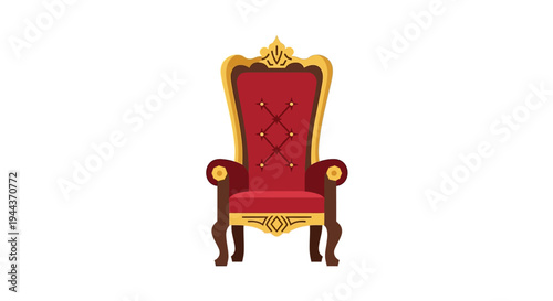 Luxurious Red and Gold Throne Chair, Royalty Symbol, Elegant Design