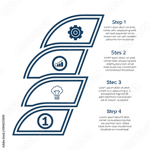 Four-step process infographic steps gears
