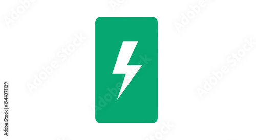 Green battery icon with white lightning bolt symbol on white background