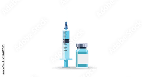 Vaccine Syringe and Vial - Medical Injection Illustration