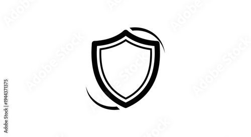 Shield Icon with Swirling Lines - Security, Protection, and Technology Concept