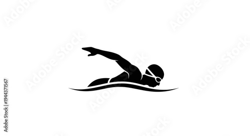 Silhouette of a swimmer performing the freestyle stroke in water