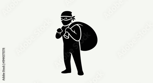 Silhouette of a thief carrying a sack over his shoulder, representing crime and stealth.