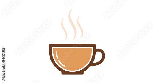 Steaming Cup of Coffee Icon - Hot Beverage Vector Illustration