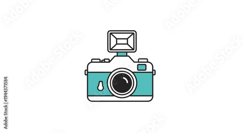 Retro Camera Icon with Flash - Vintage Photography Symbol