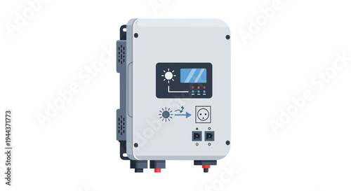 Solar Inverter Device Isolated on White Background, Renewable Energy Equipment