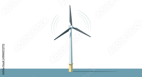 Modern wind turbine generating clean energy on a flat landscape