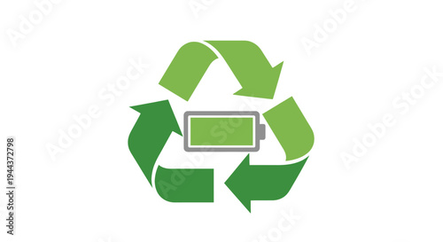 Recycle Battery Icon: Green Energy Recycling Symbol with Battery