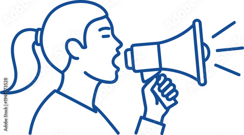 Person using a megaphone to amplify their voice and message Vector
