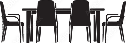 Set of 4 office chairs and table vector