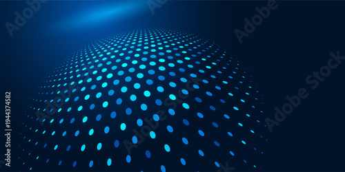 Abstract blue technology background with digital dotted sphere futuristic vector illustration