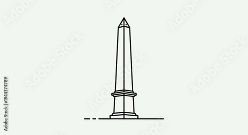 Minimalist Line Art Obelisk Monument on White Background