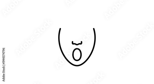 Minimalist Line Art Illustration of a Mouth with Open O Shape and Tongue