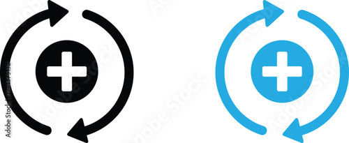 Medical Care and Healthcare Refresh Cycle Vector Icons for Hospital Services