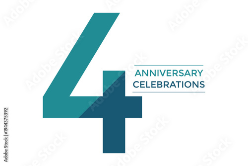 Free Download 4th anniversary celebration with light green and dark green on a white background - GFXLoad
