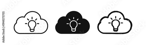 Cloud Innovation and Creative Idea Generation Icons Set