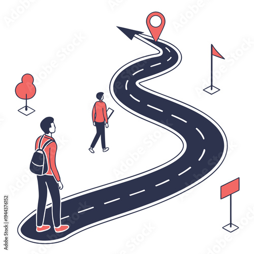 People on a Winding Road path journey