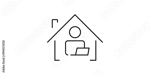 People icon with laptops at home. Work at home icon. simple design editable. Design template vector