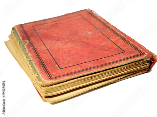 Freisteller Antikes Buch mit Gebrauchsspuren mit rotem Einband