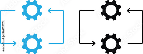 Automation process icon set with gears and arrows, workflow optimization symbols