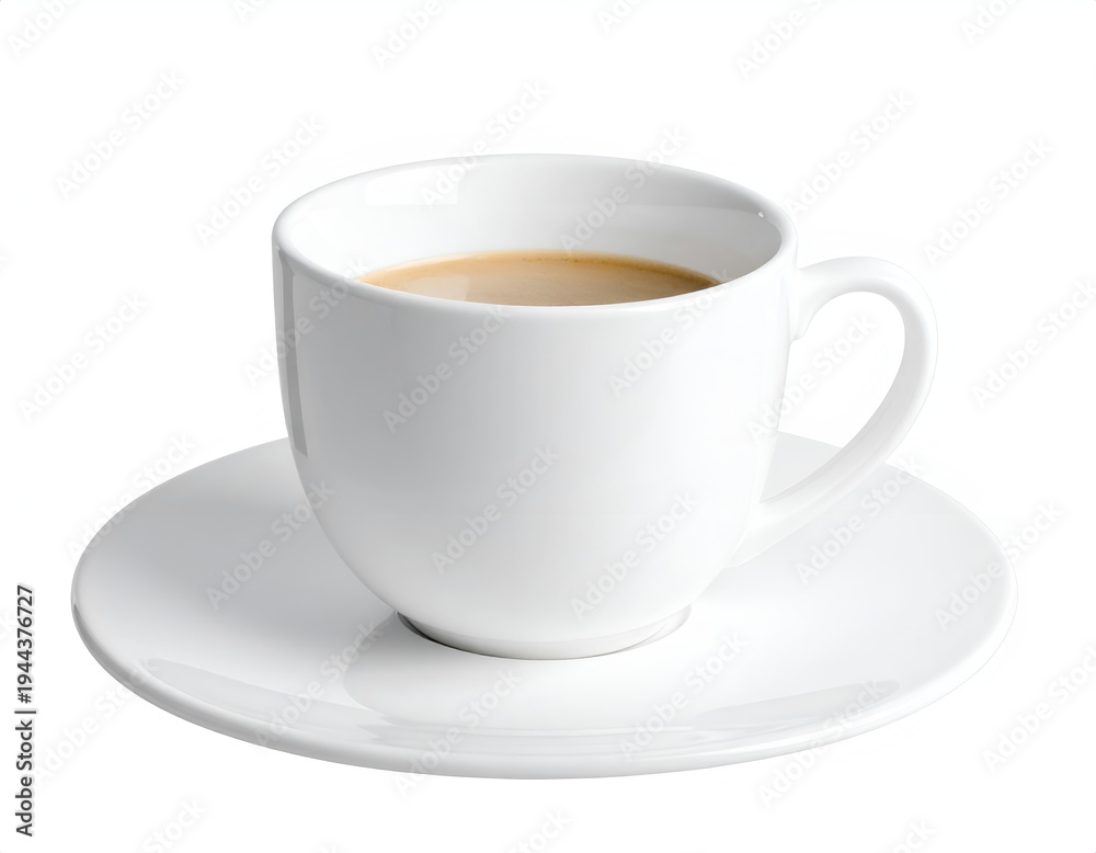 Naklejka premium White cup and saucer hold a light brown beverage