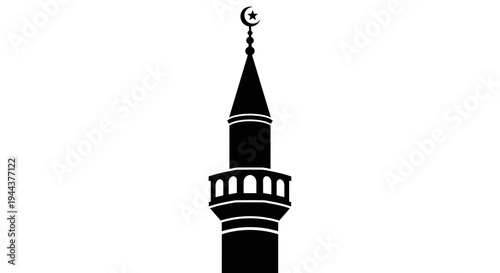 Islamic Minaret Silhouette with Crescent Moon 3.