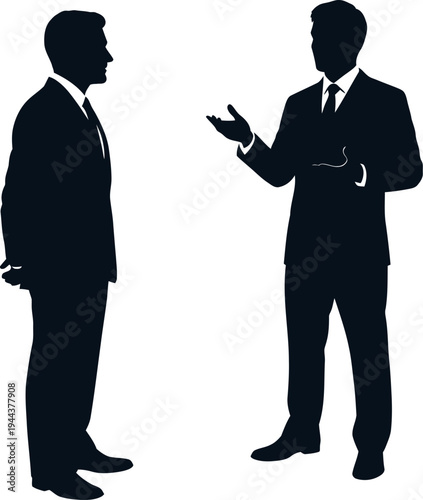 Two business professionals engaged in a conversation with differing body language Vector